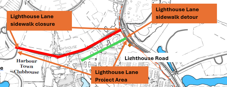 Sidewalk Closure & Detour Map: